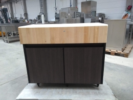Wooden cabinet with butcher block
